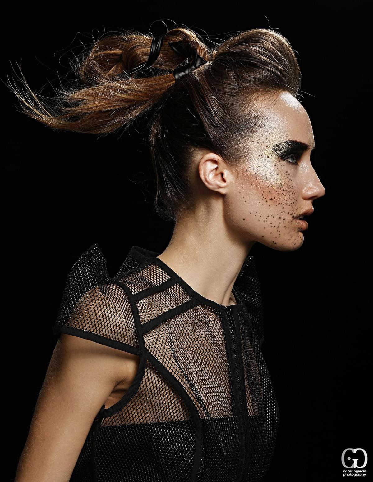 Beauty profile with sculptural hair styling