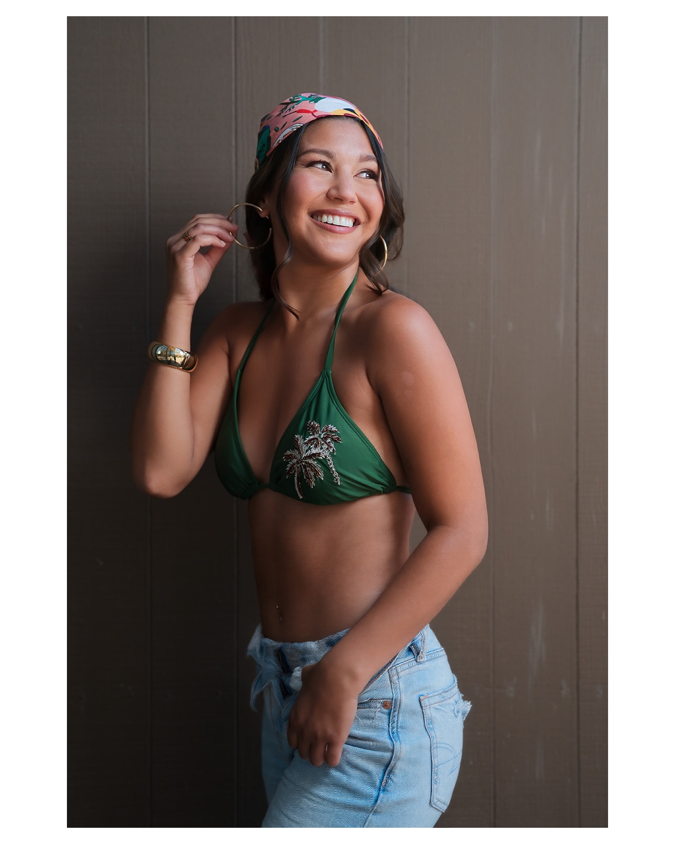 Green swimwear campaign portrait